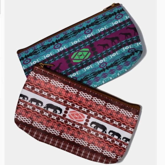 Handbags - 2 pc Tribal Print Zip Pouches